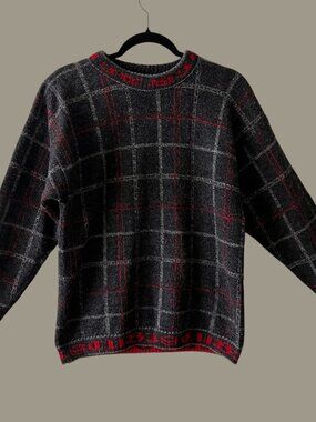 French Vintage Plaid Sweater